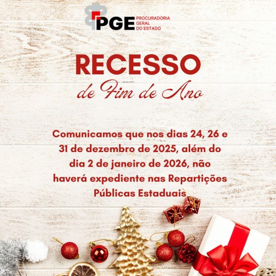 Repartições estaduais terão ponto facultativo neste fim de ano